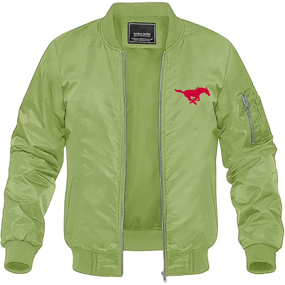 Men's SMU Mustangs Logo Lightweight Bomber Jacket Windbreaker Softshell Varsity Jacket Coat