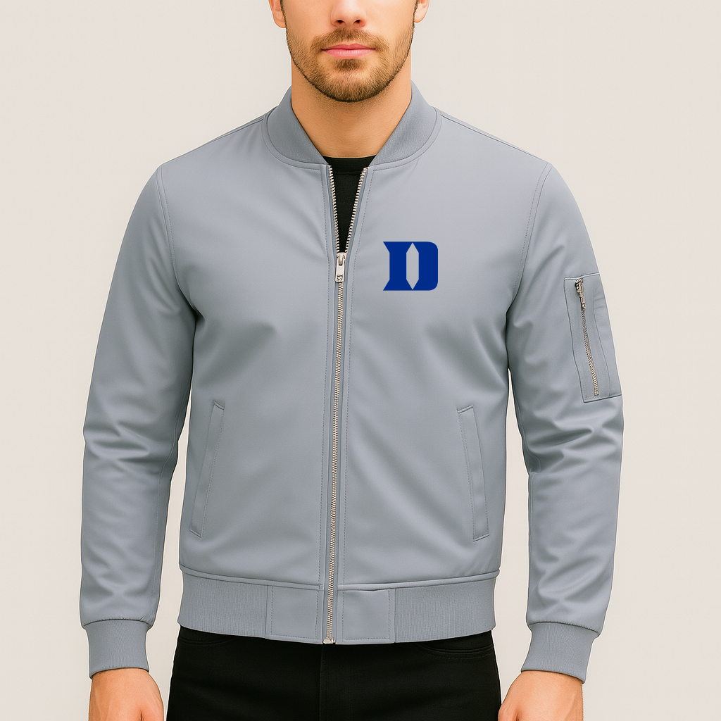 Men's Duke Blue Devils Logo Lightweight Bomber Jacket Windbreaker Softshell Varsity Jacket Coat
