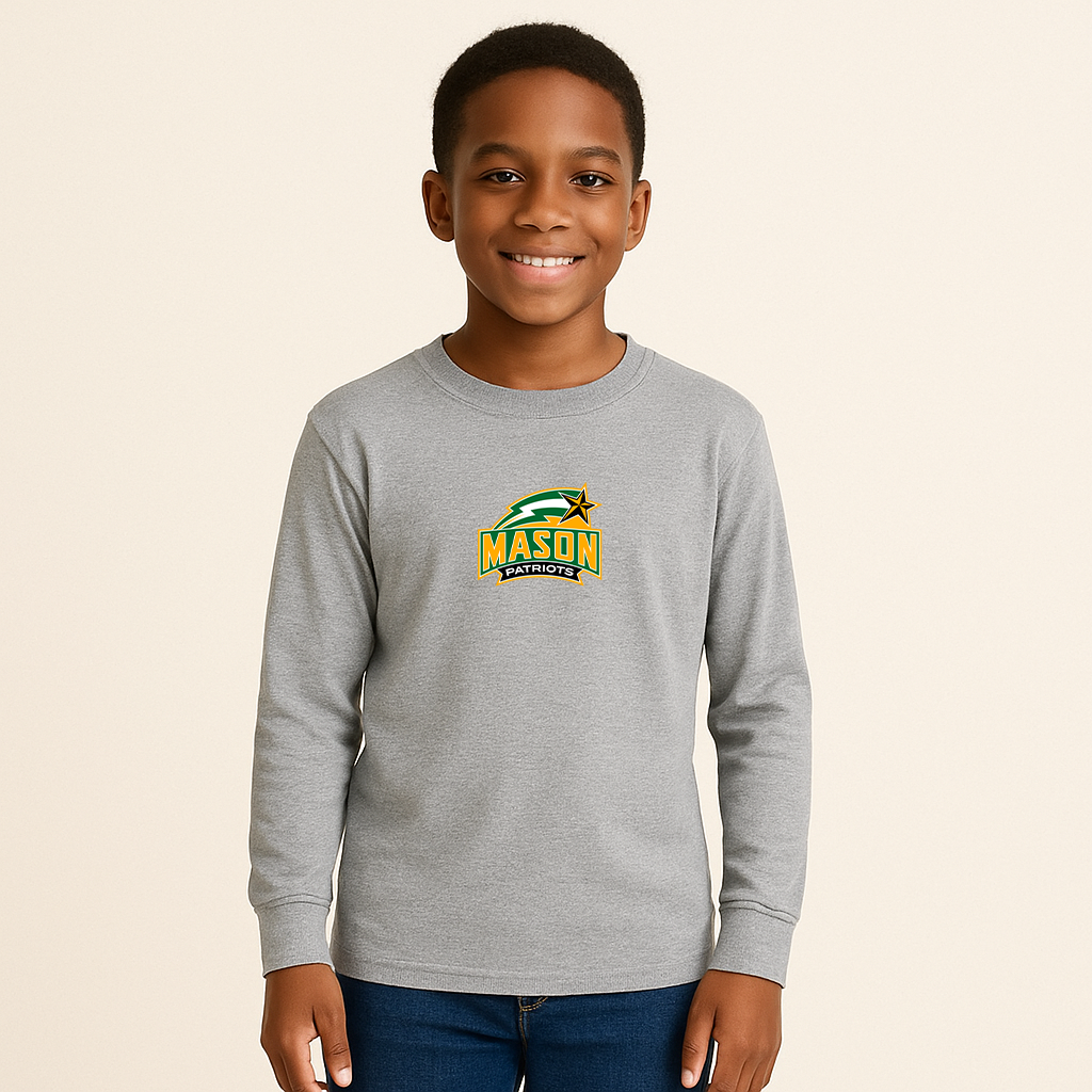 Youth George Mason Patriots Logo Cotton Long Sleeve T-Shirt