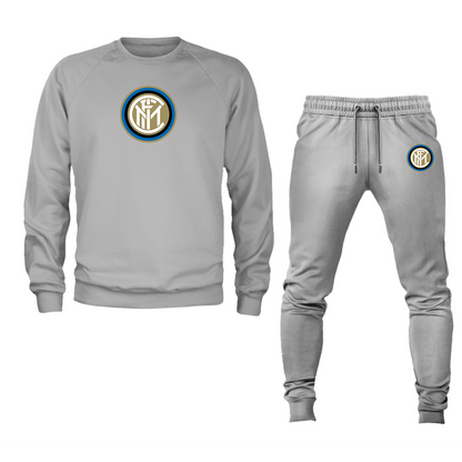 Men's Inter Milan Soccer Logo Crewneck Sweatshirt Joggers Suit