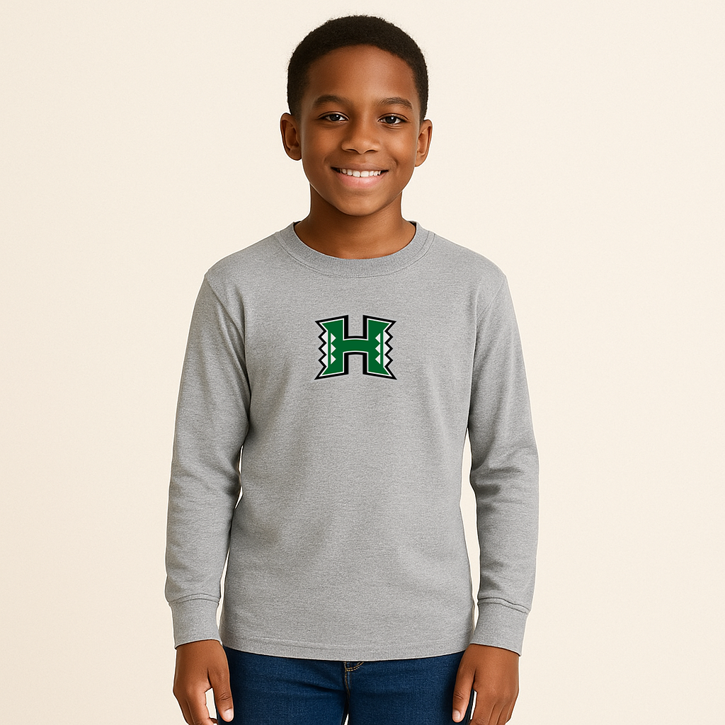 Youth Hawaii Warriors Logo Cotton Long Sleeve T-Shirt