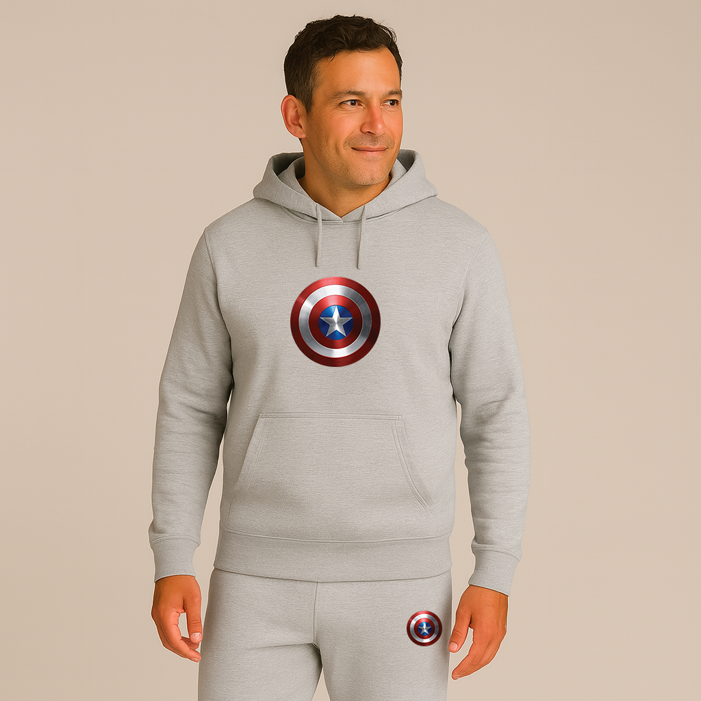 Men's Captain America Superhero Logo Hoodie Joggers Set