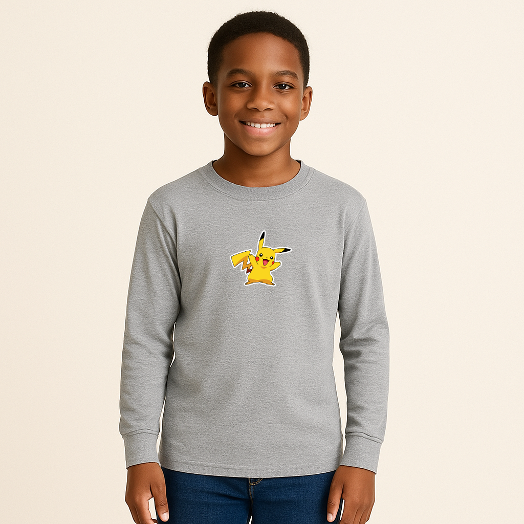 Youth Kids Pikachu Cartoon Long Sleeve T-Shirt