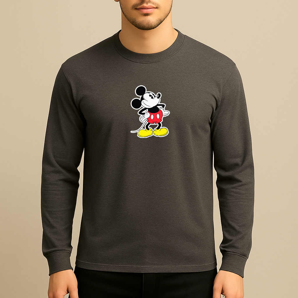 Men's Mickey Mouse Cartoon Long Sleeve T-Shirt