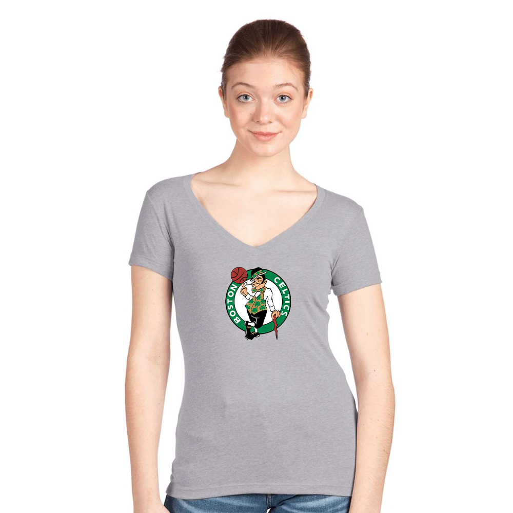 Women's Boston Celtics Logo Next Level V-Neck T-Shirt