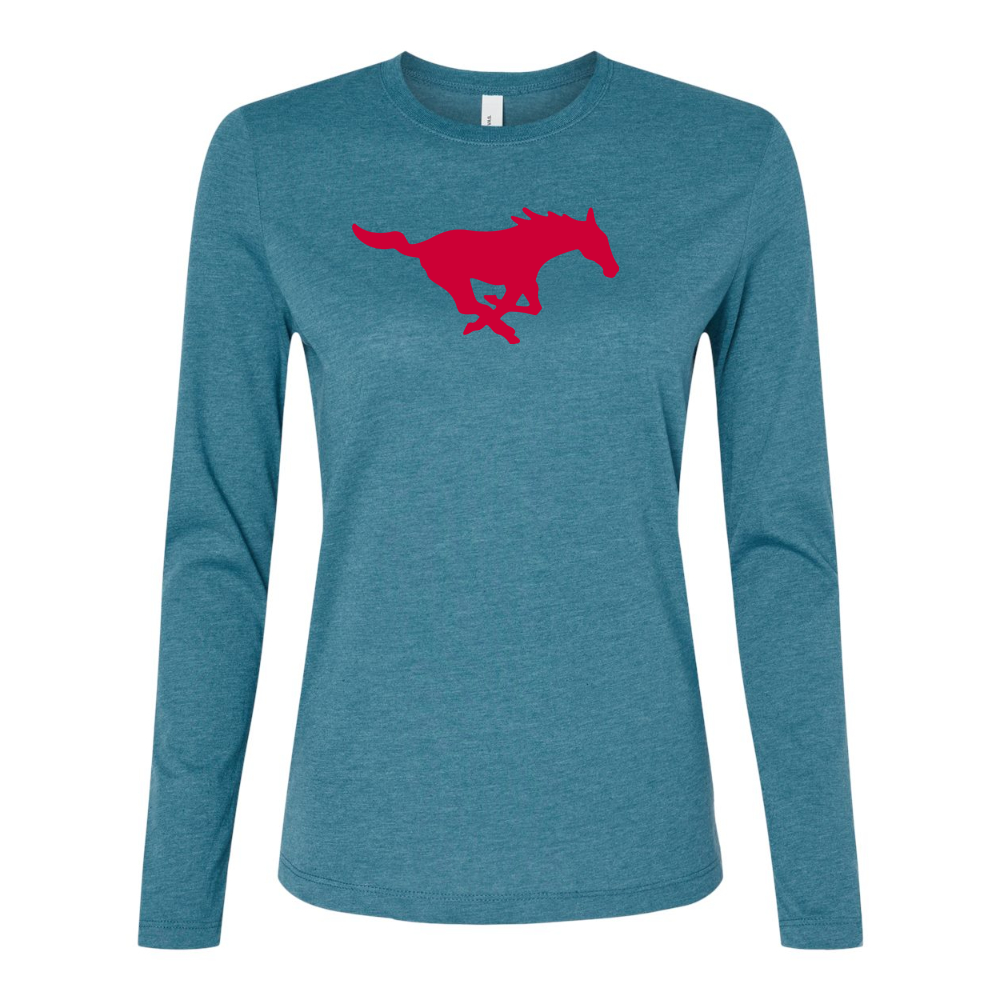 BELLA CANVAS Women’s SMU Mustangs Logo Jersey Long Sleeve Tee