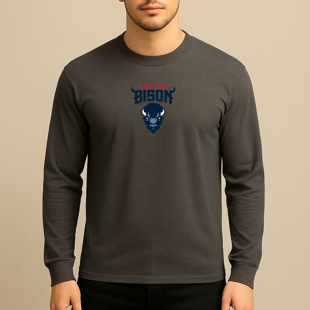 Men's Howard Bison Logo Long Sleeve T-Shirt