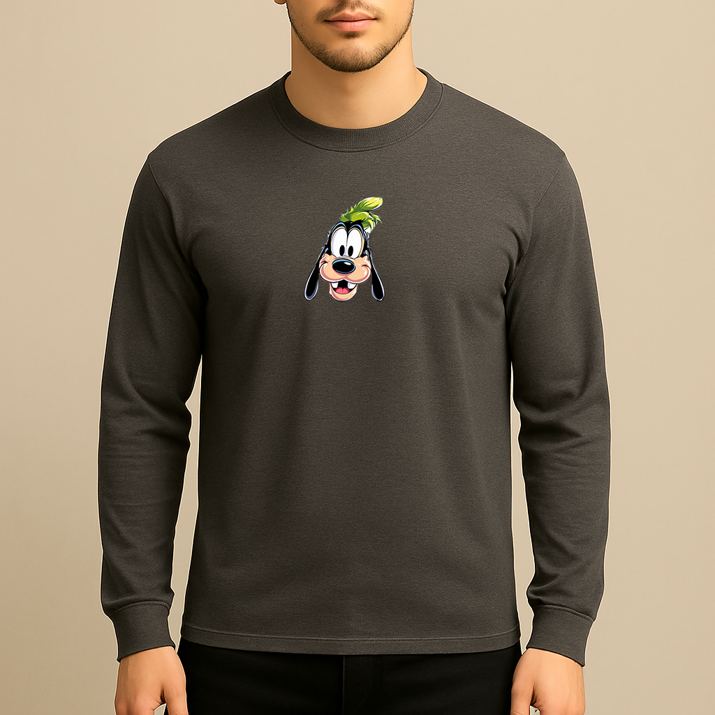 Men's Goofy Disney Smiley Face Long Sleeve T-Shirt