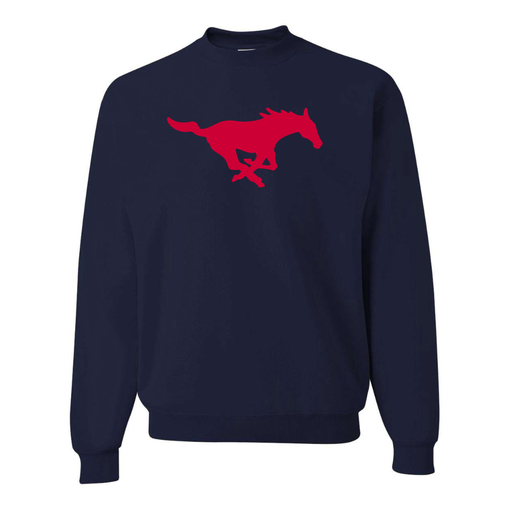 Men's SMU Mustangs Logo  JERZEES NuBlend Crewneck Sweatshirt