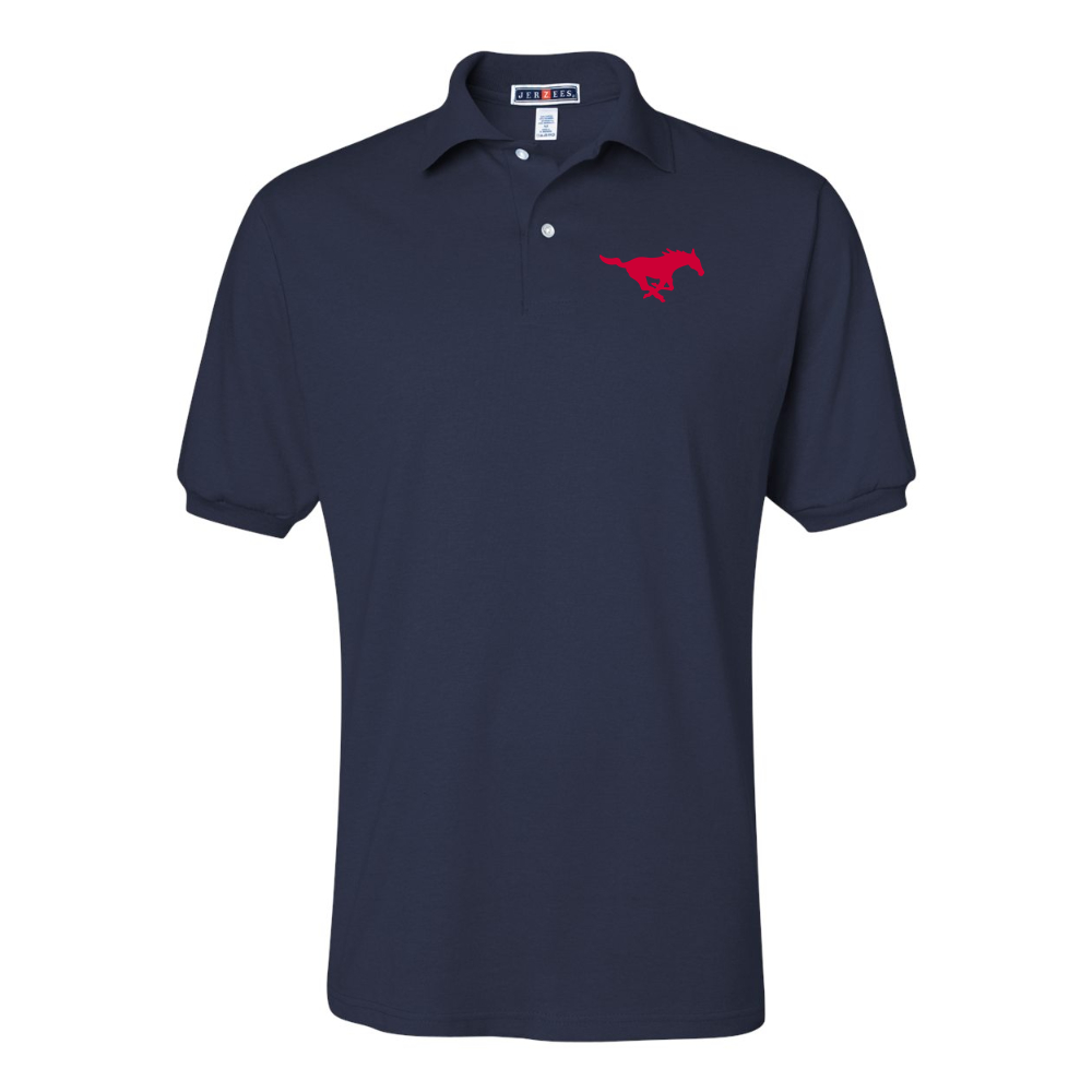 Men's SMU Mustangs Logo JERZEES  SpotShield polo