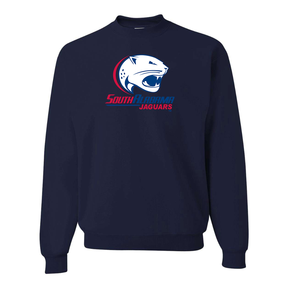 Men's South Alabama Jaguars Logo JERZEES NuBlend Crewneck Sweatshirt