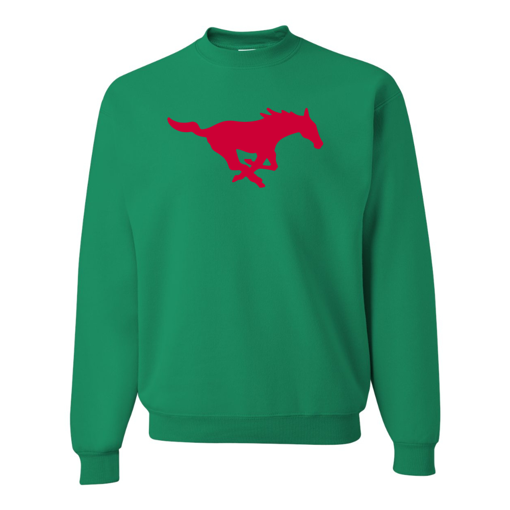 Men's SMU Mustangs Logo  JERZEES NuBlend Crewneck Sweatshirt