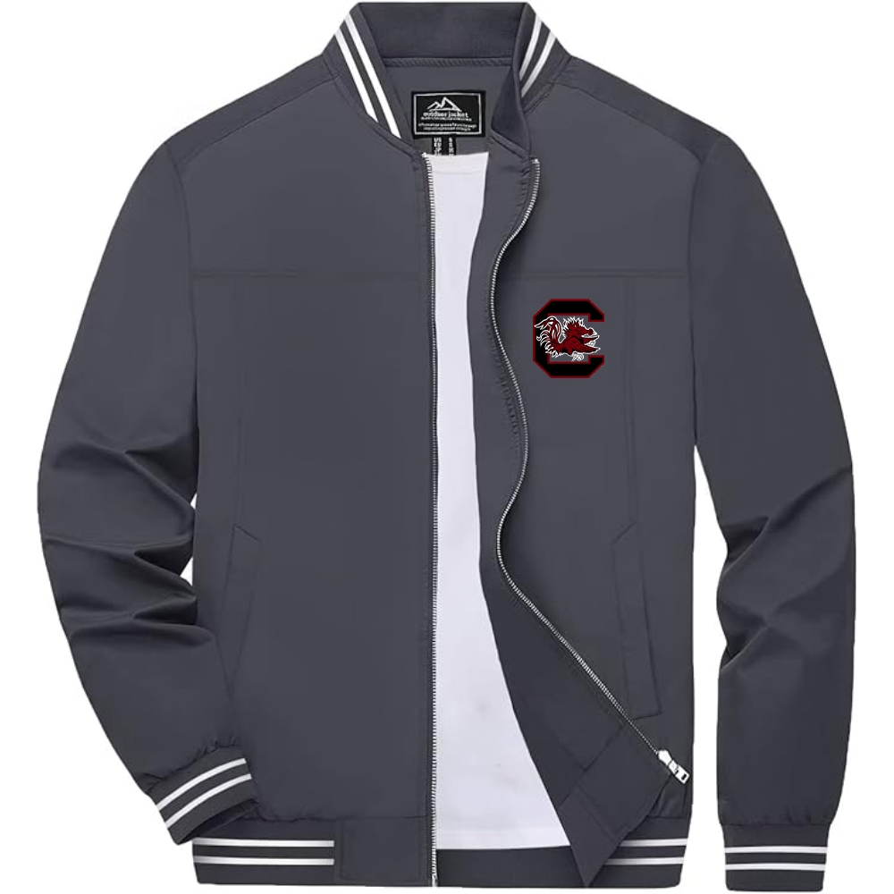 Men's South Carolina Gamecocks Logo Lightweight Zip-Up Ribbed Collar and Cuffs Bomber Jacket
