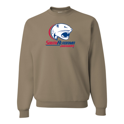 Men's South Alabama Jaguars Logo JERZEES NuBlend Crewneck Sweatshirt
