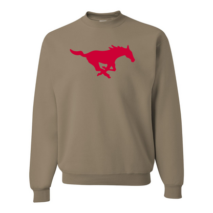 Men's SMU Mustangs Logo  JERZEES NuBlend Crewneck Sweatshirt