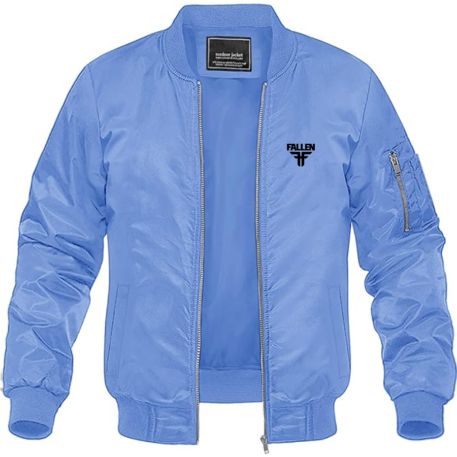 Men's Fallen Logo Lightweight Bomber Jacket Windbreaker Softshell Varsity Jacket Coat