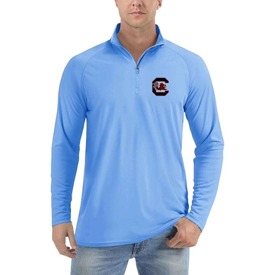 Men's South Carolina Gamecocks Logo  Lightweight Quarter-Zip Athletic Shirt Long Sleeve Performance Wear
