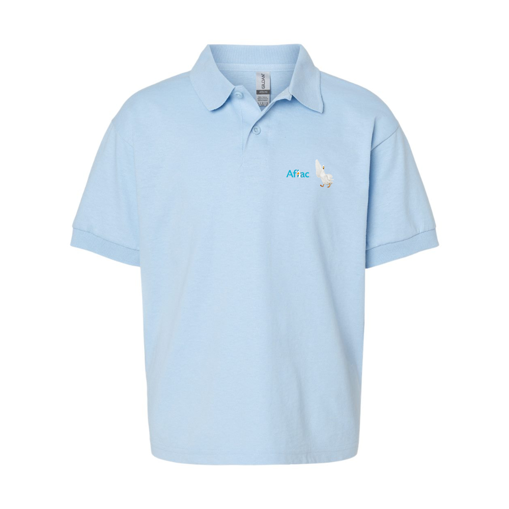 Youth Aflac Logo and Duck Gildan Dry Blend Jersey Polo