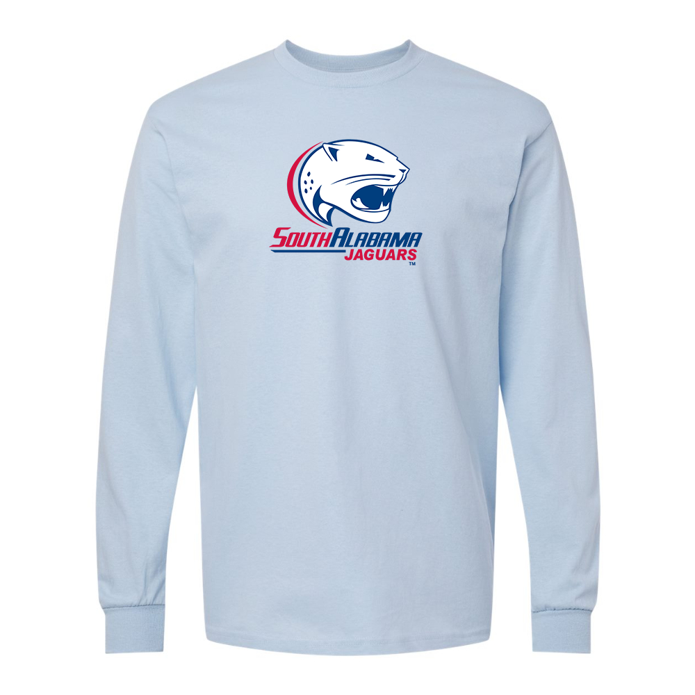 Men's South Alabama Jaguars Logo Gildan Heavy Cotton Long Sleeve T-Shirt