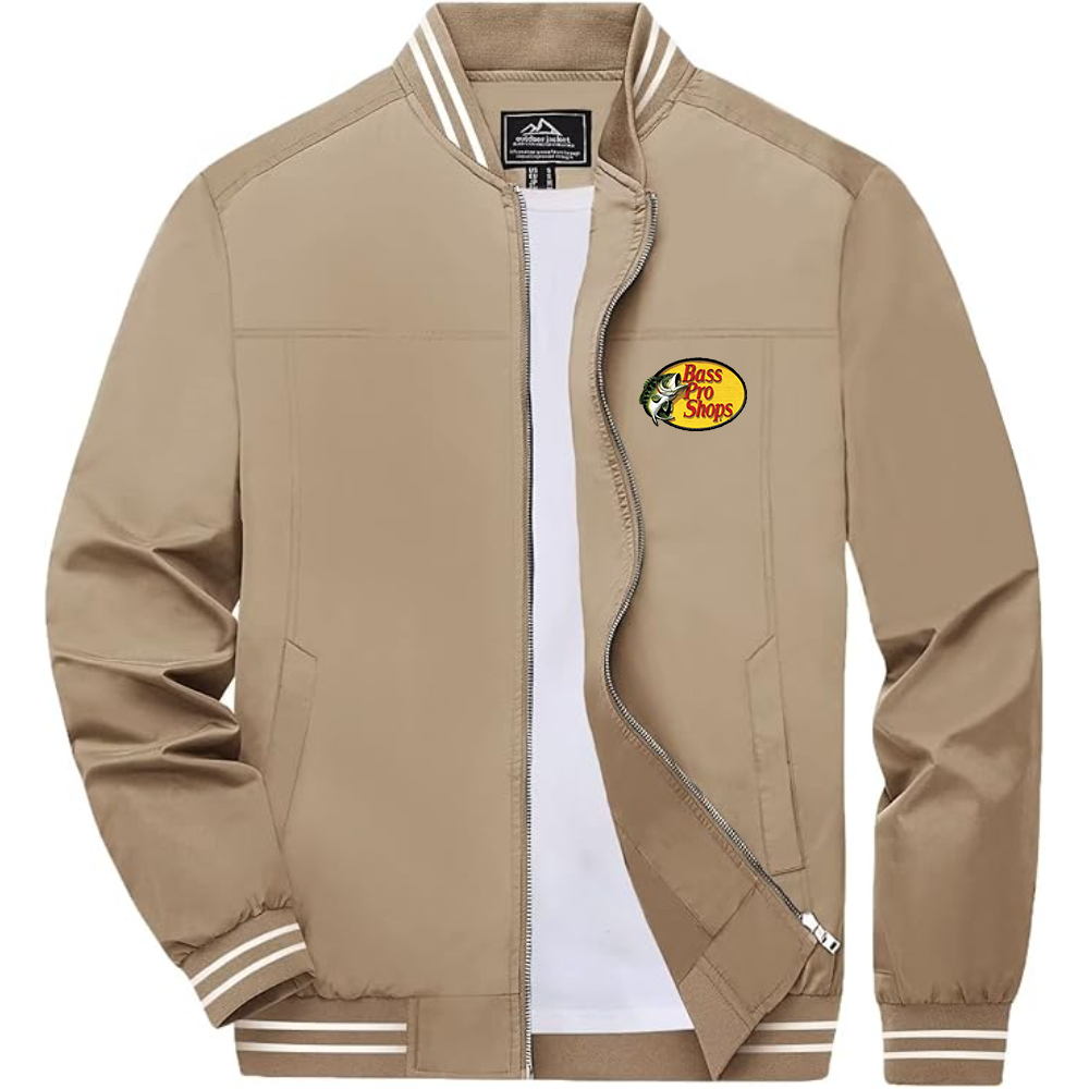 Men's Bass Pro Shops Logo Lightweight Zip-Up Ribbed Collar and Cuffs Bomber Jacket