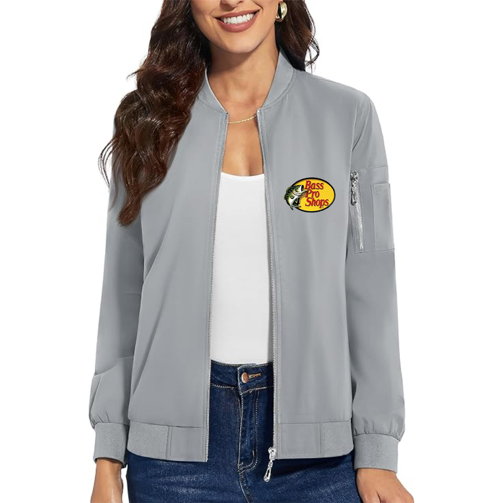 Women's Bass Pro Shops Logo  Premium Bomber Jacket with Polished Detailing and Functional Sleeve Pocket Modern Luxury Outerwear