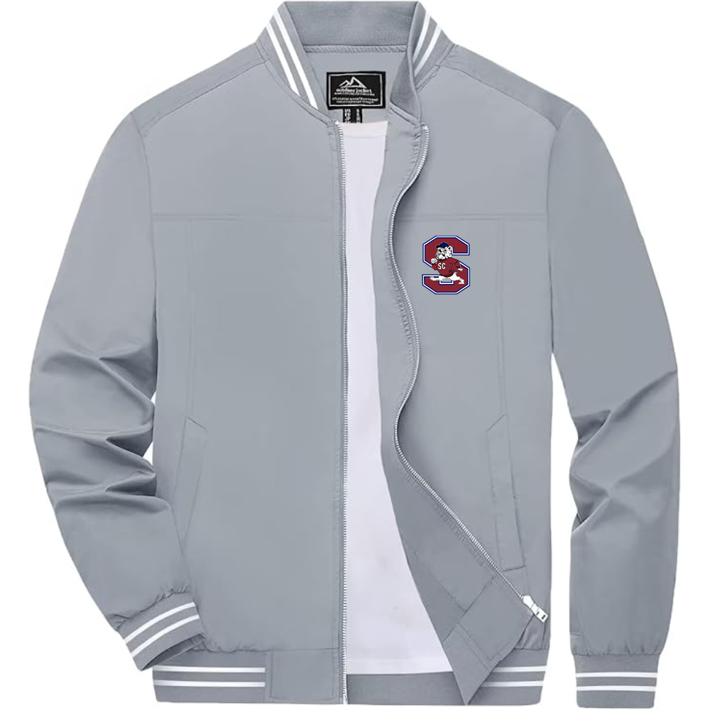 Men's South Carolina State Bulldogs Logo Lightweight Zip-Up Ribbed Collar and Cuffs Bomber Jacket