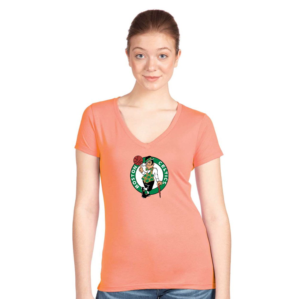 Women's Boston Celtics Logo Next Level V-Neck T-Shirt