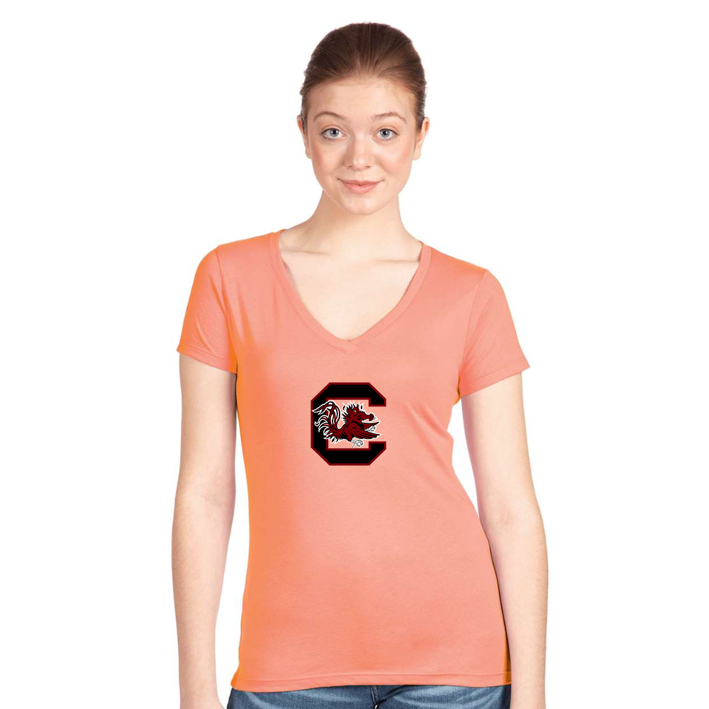 Women's South Carolina Gamecocks Logo  Next Level V-Neck T-Shirt