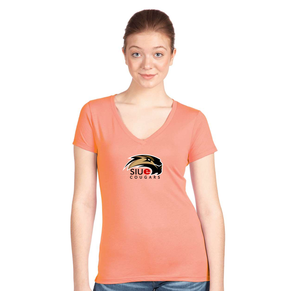 Women's SIU Edwardsville Cougars Logo Next Level V-Neck T-Shirt
