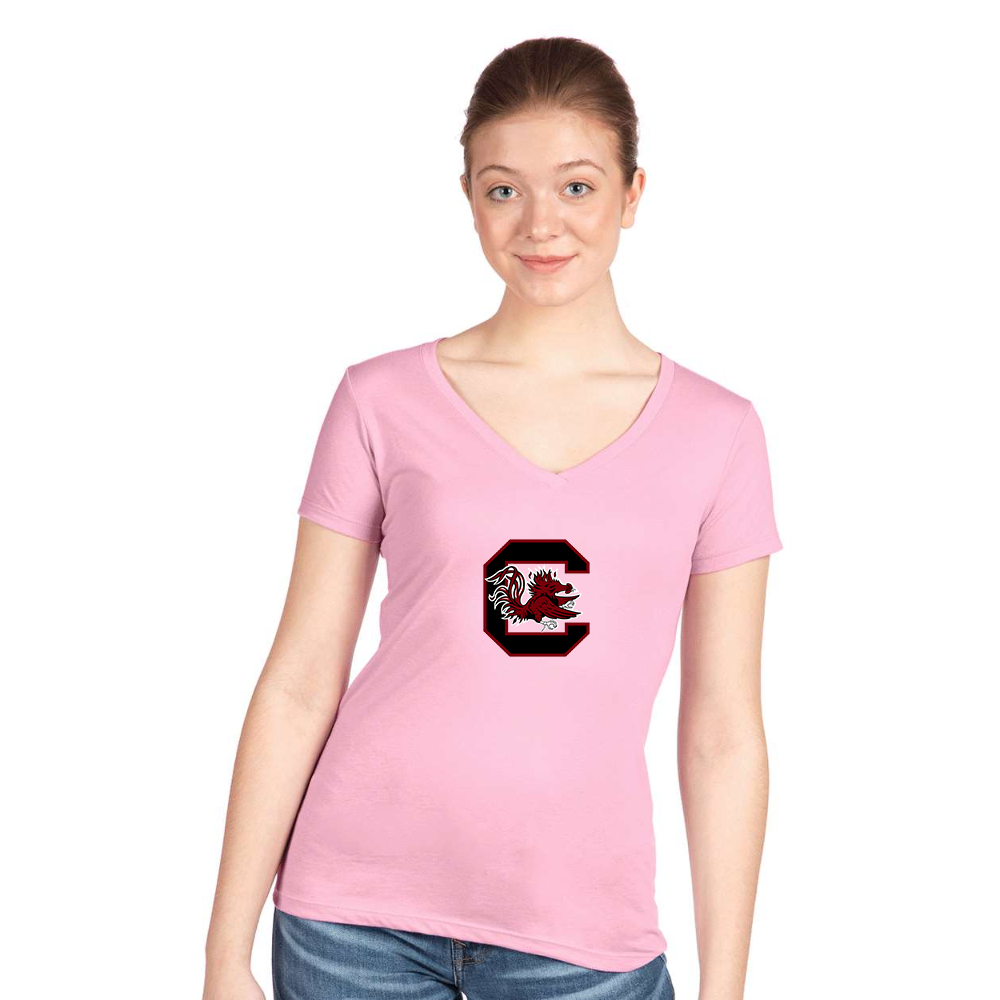 Women's South Carolina Gamecocks Logo  Next Level V-Neck T-Shirt