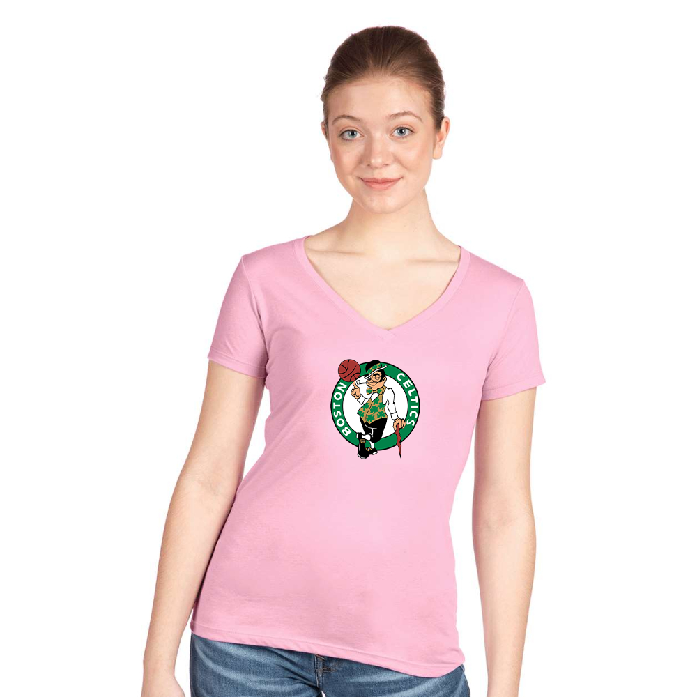 Women's Boston Celtics Logo Next Level V-Neck T-Shirt