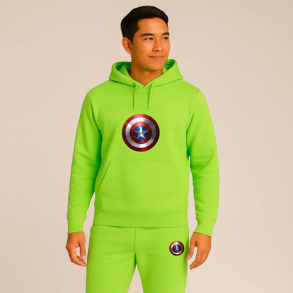 Men's Captain America Superhero Logo Hoodie Joggers Set