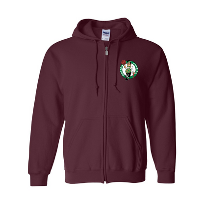 Men's Boston Celtics Logo Gildan  Heavy Blend Full Zip Hooded Sweatshirt
