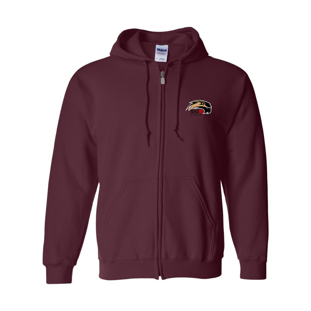 Men's SIU Edwardsville Cougars Logo Gildan  Heavy Blend Full Zip Hooded Sweatshirt