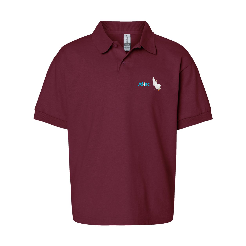 Youth Aflac Logo and Duck Gildan Dry Blend Jersey Polo