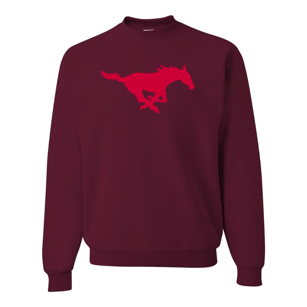 Men's SMU Mustangs Logo  JERZEES NuBlend Crewneck Sweatshirt