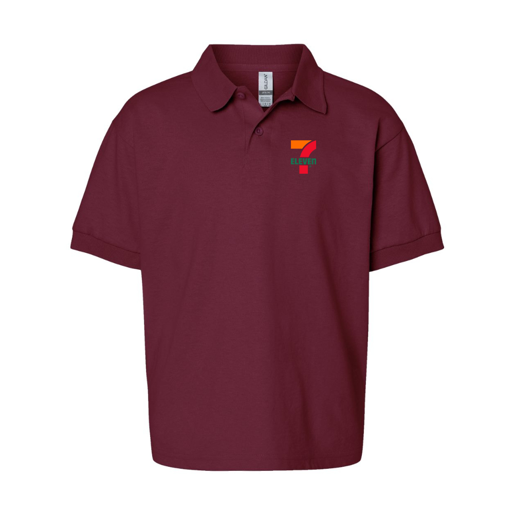 Youth 7 Eleven Logo Gildan Dry Blend Jersey Polo