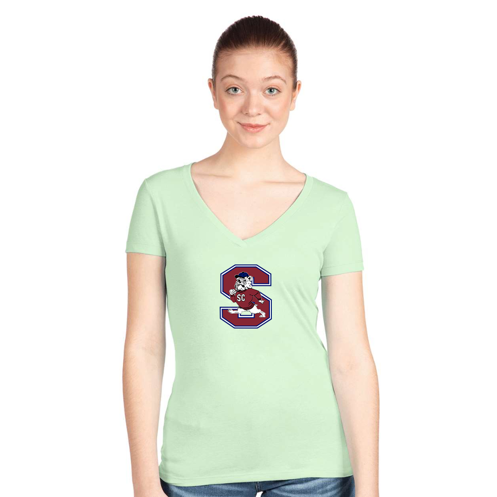 Women's South Carolina State Bulldogs Logo Next Level V-Neck T-Shirt