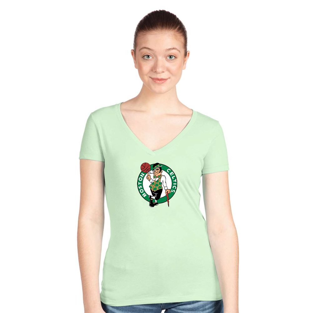 Women's Boston Celtics Logo Next Level V-Neck T-Shirt