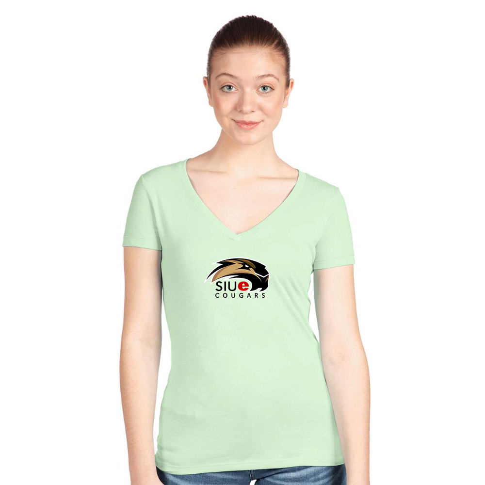 Women's SIU Edwardsville Cougars Logo Next Level V-Neck T-Shirt
