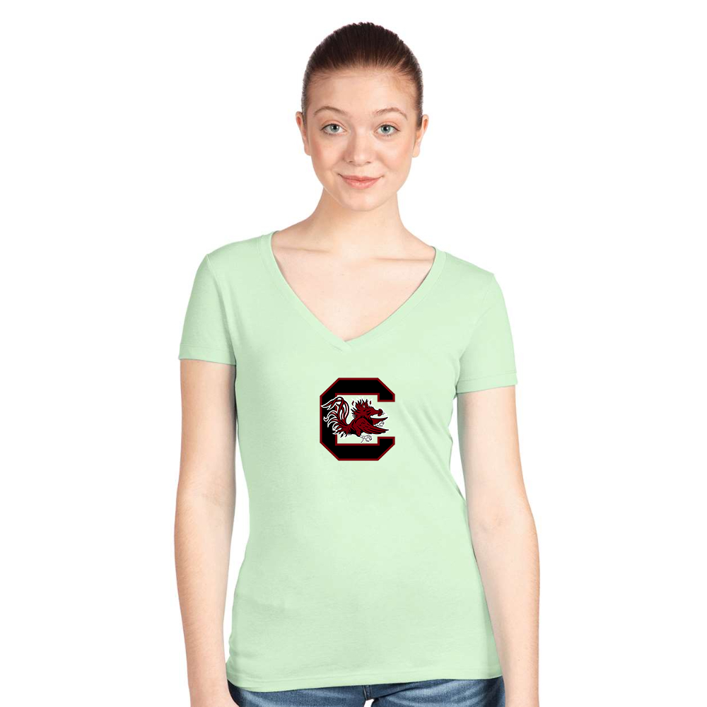 Women's South Carolina Gamecocks Logo  Next Level V-Neck T-Shirt