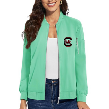 Women's South Carolina Gamecocks Logo Premium Bomber Jacket with Polished Detailing and Functional Sleeve Pocket Modern Luxury Outerwear