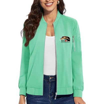 Women's SIU Edwardsville Cougars Logo  Premium Bomber Jacket with Polished Detailing and Functional Sleeve Pocket Modern Luxury Outerwear