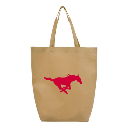 SMU Mustangs Logo Q-Tees Non-Woven Gusset Bottom Tote