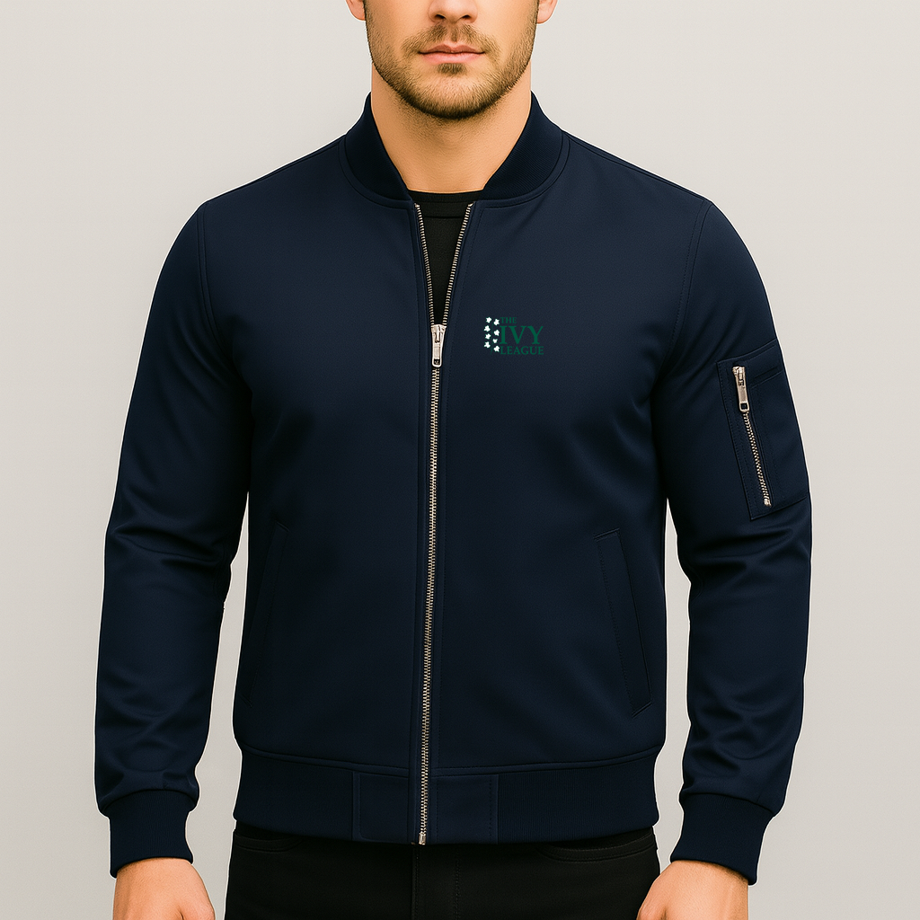 Men's Ivy League Logo Lightweight Bomber Jacket Windbreaker Softshell Varsity Jacket Coat