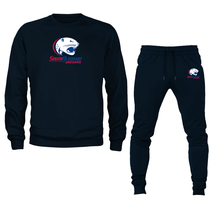 Men's South Alabama Jaguars Logo Crewneck Sweatshirt Joggers Suit