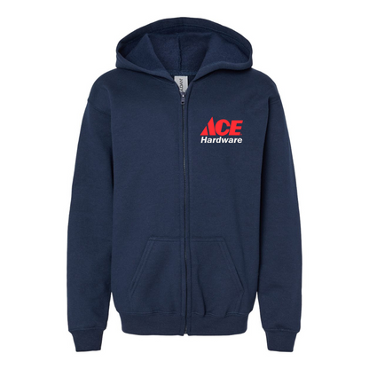 Gildan Heavy Blend Youth ACE Hardware Logo Full Zip Hooded Sweatshirt
