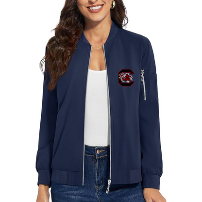 Women's South Carolina Gamecocks Logo Premium Bomber Jacket with Polished Detailing and Functional Sleeve Pocket Modern Luxury Outerwear