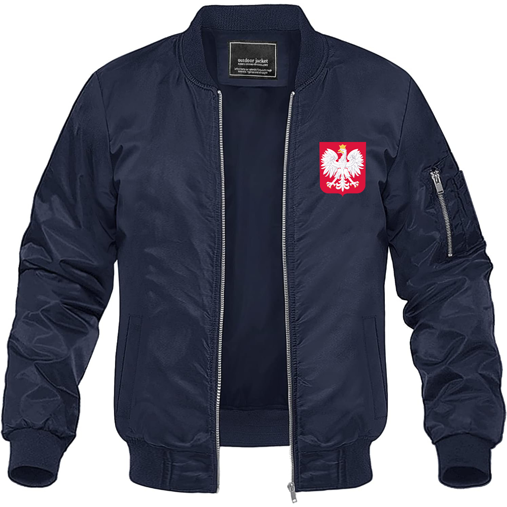 Men's Poland National Soccer Team Lightweight Bomber Jacket Windbreaker Softshell Varsity Jacket Coat