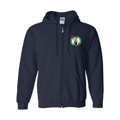 Men's Boston Celtics Logo Gildan  Heavy Blend Full Zip Hooded Sweatshirt